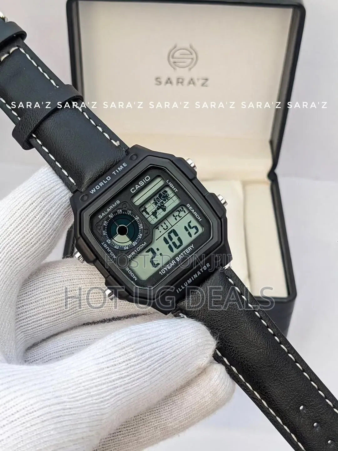 Casio Royale Digital World Time Watch – Premium Black Leather