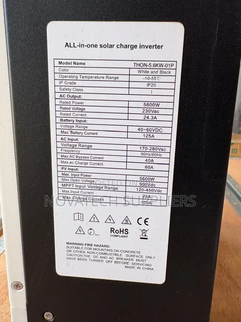 5.6KW Solar Charge Inverter 48V 125A Battery Input