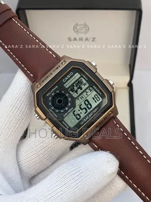 Casio Illuminator Digital Wristwatch With a Green Leather Strap