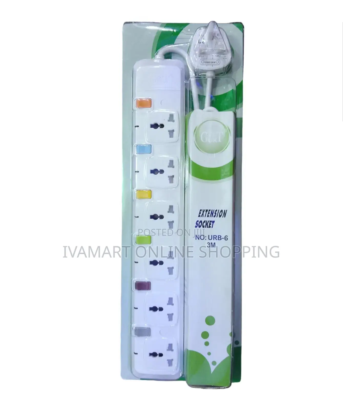 URB 3 Meter Extension Cable Sockets - 6 Ports