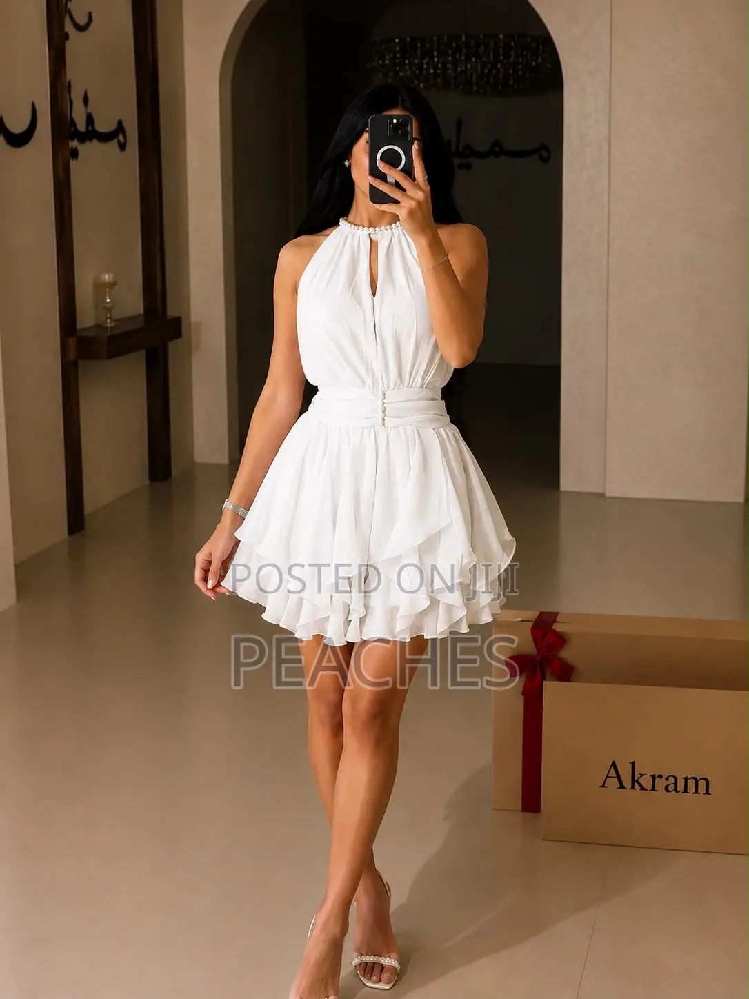 Pearl Open Back Chiffon Dress
