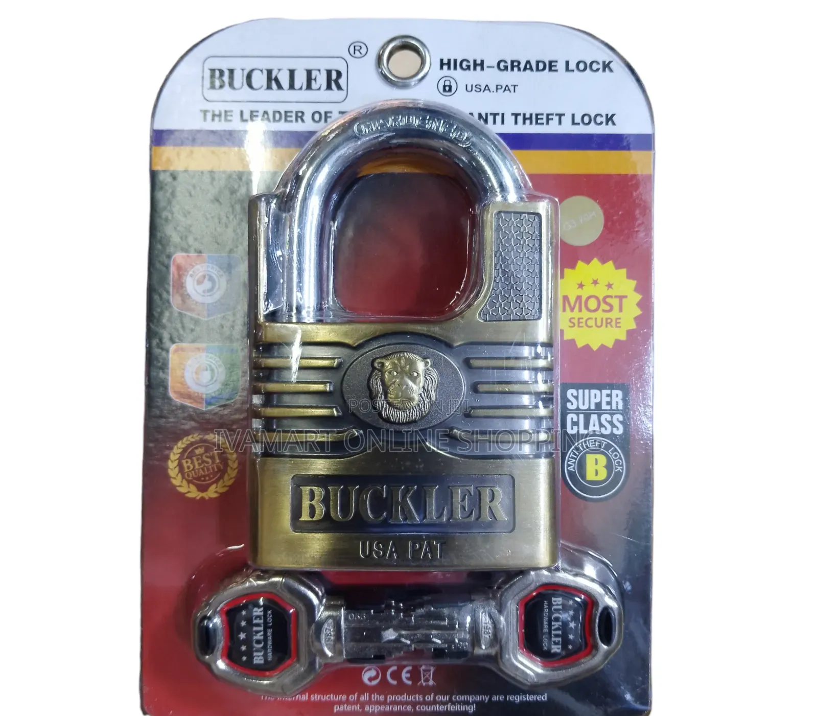 BUCKLER Heavy-Duty Super Class Anti-Theft Padlock - USA PAT
