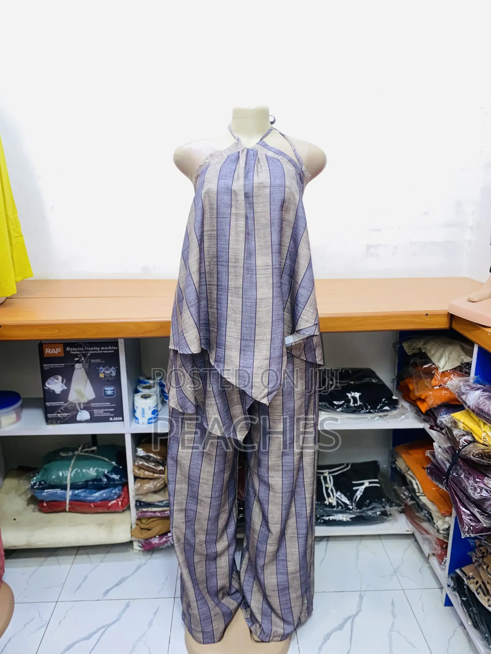 Open Back Stripe Jampsuit