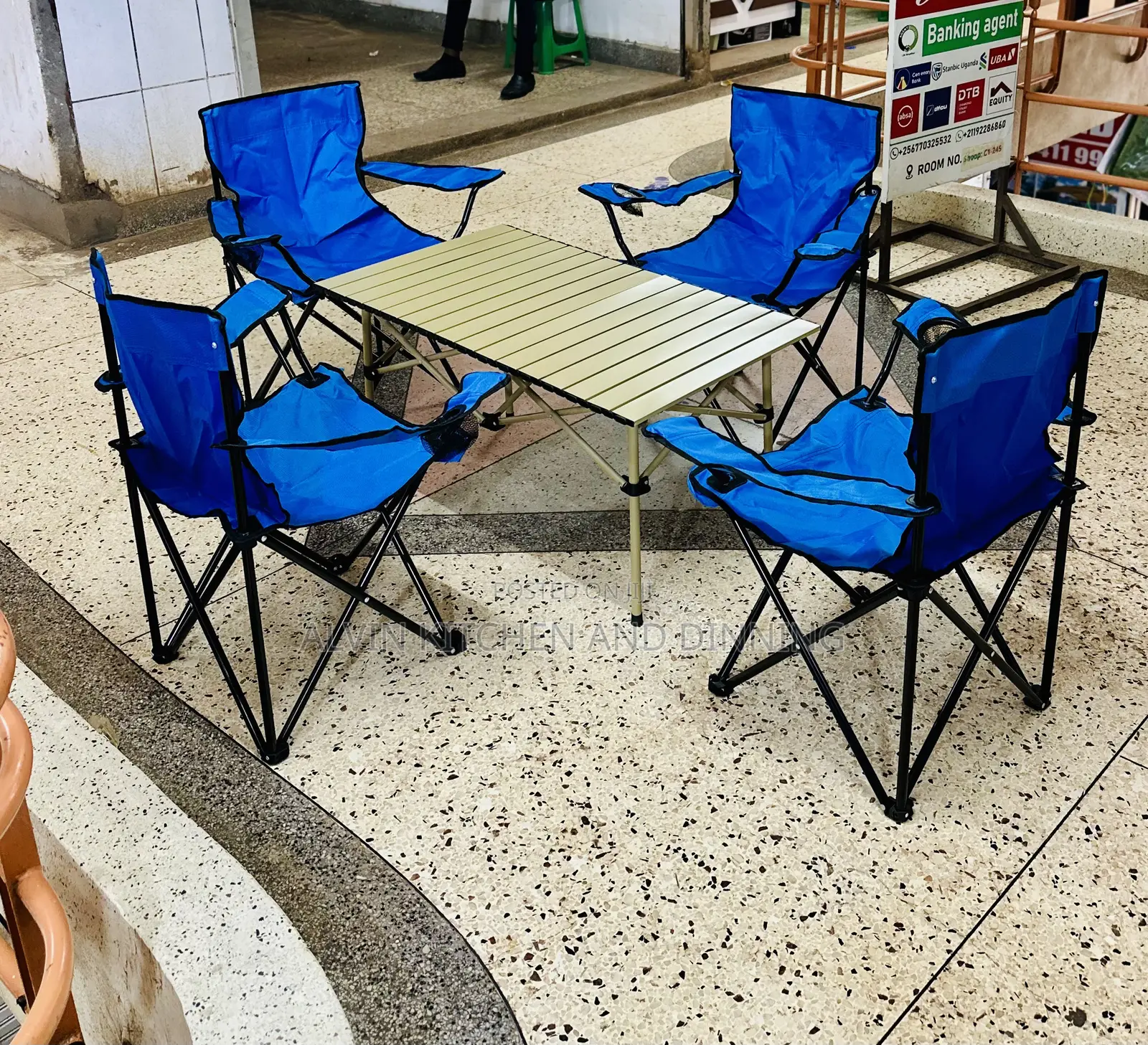 Folding Camping Table and Chairs Set of 5pcs