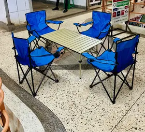 Folding Camping Table and Chairs Set of 5pcs