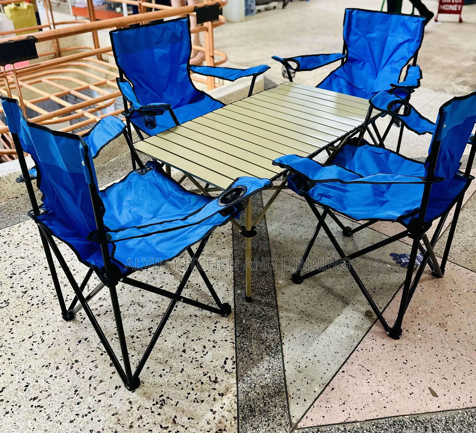 Folding Camping Table and Chairs Set of 5pcs