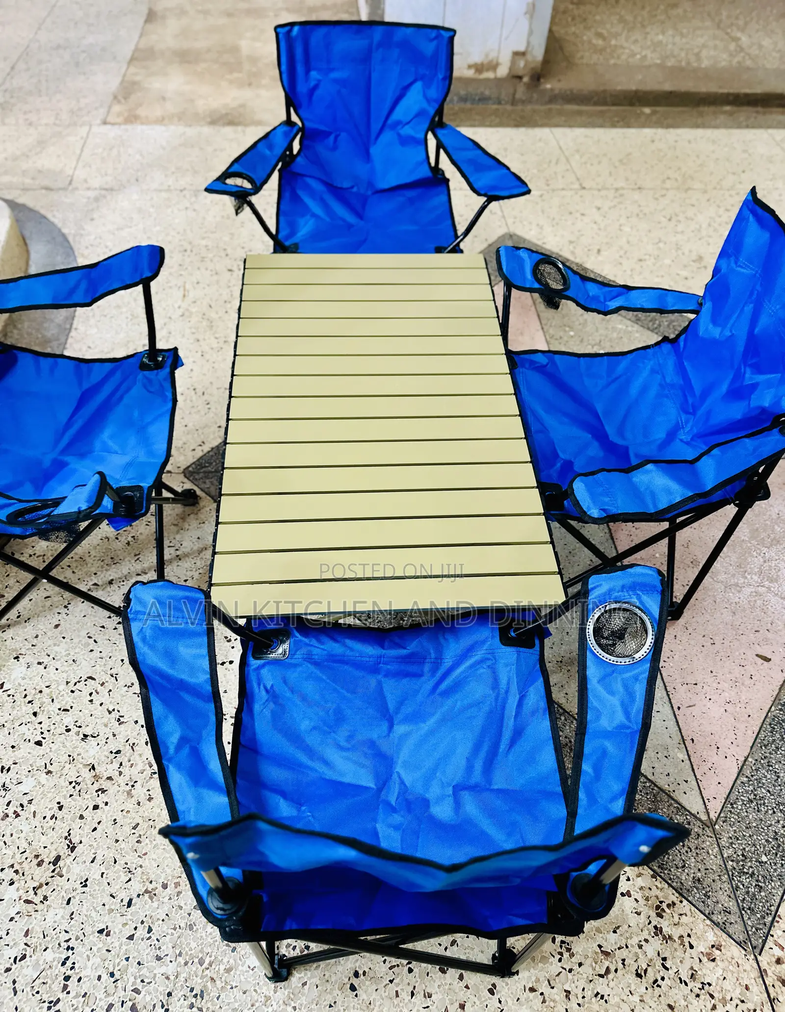 Folding Camping Table and Chairs Set of 5pcs