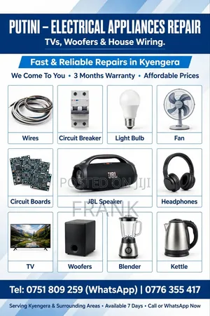 TV Repair Flat -Iron,woofas, and Other Appliances Repair, House Wiring