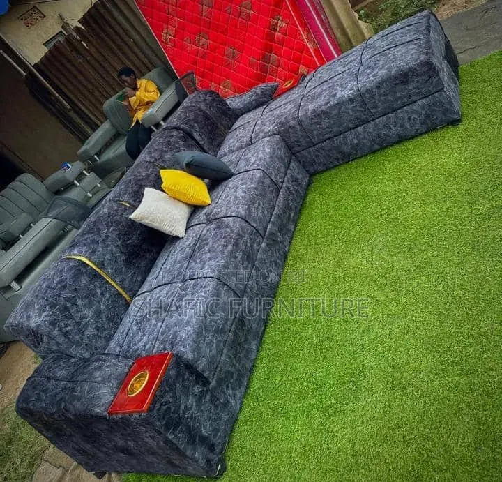 Grey L Sofa Set Readily Available for Sale