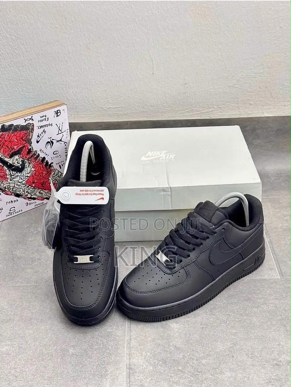 Nike Air Force 1 Sneakers in a Triple Black