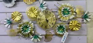 Golden Iron Beautiful Metal Clock Wall Decor Art