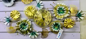 Golden Iron Beautiful Metal Clock Wall Decor Art
