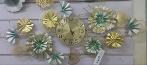 Golden Iron Beautiful Metal Clock Wall Decor Art
