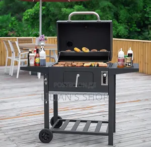 Carbon Steel Charcoal BBQ Cooker Grill - Black