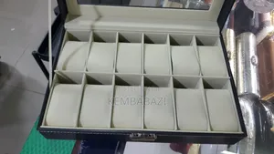 Black Faux-Leather 12-Slot Watch Box
