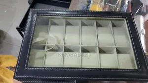 Black Faux-Leather 12-Slot Watch Box