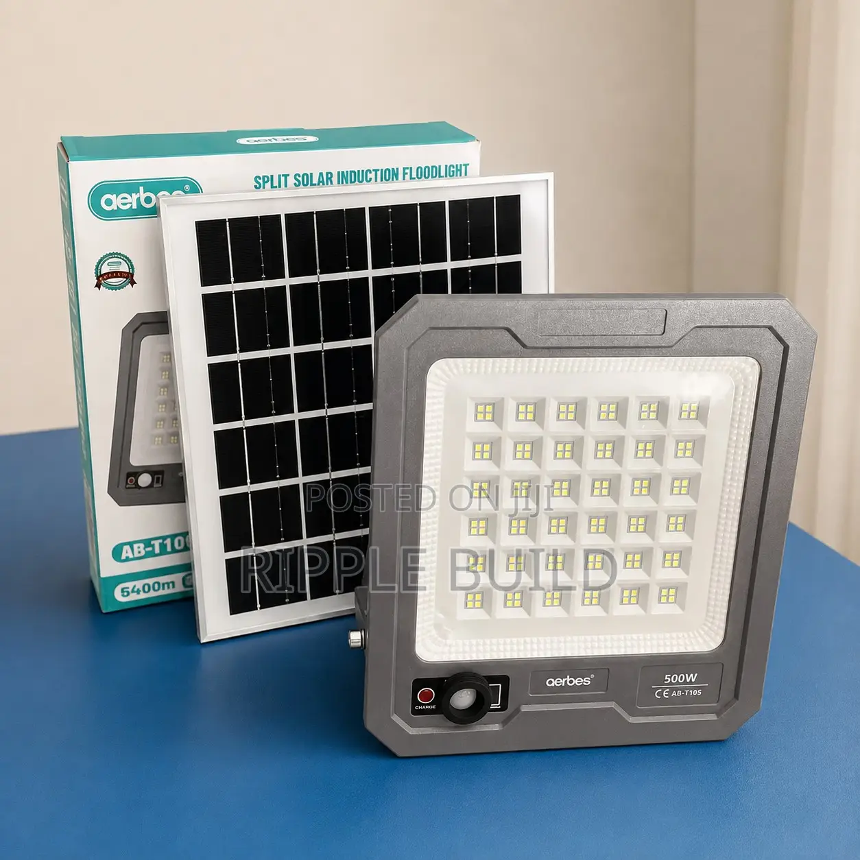 Aerbes 500W Outdoor Solar Flood Light 144 LED Split Panel AB-T105