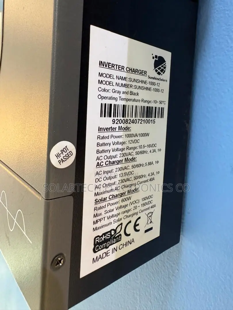 Sunshine Solar 1000W 12V Hybrid Inverter 600W MPPT