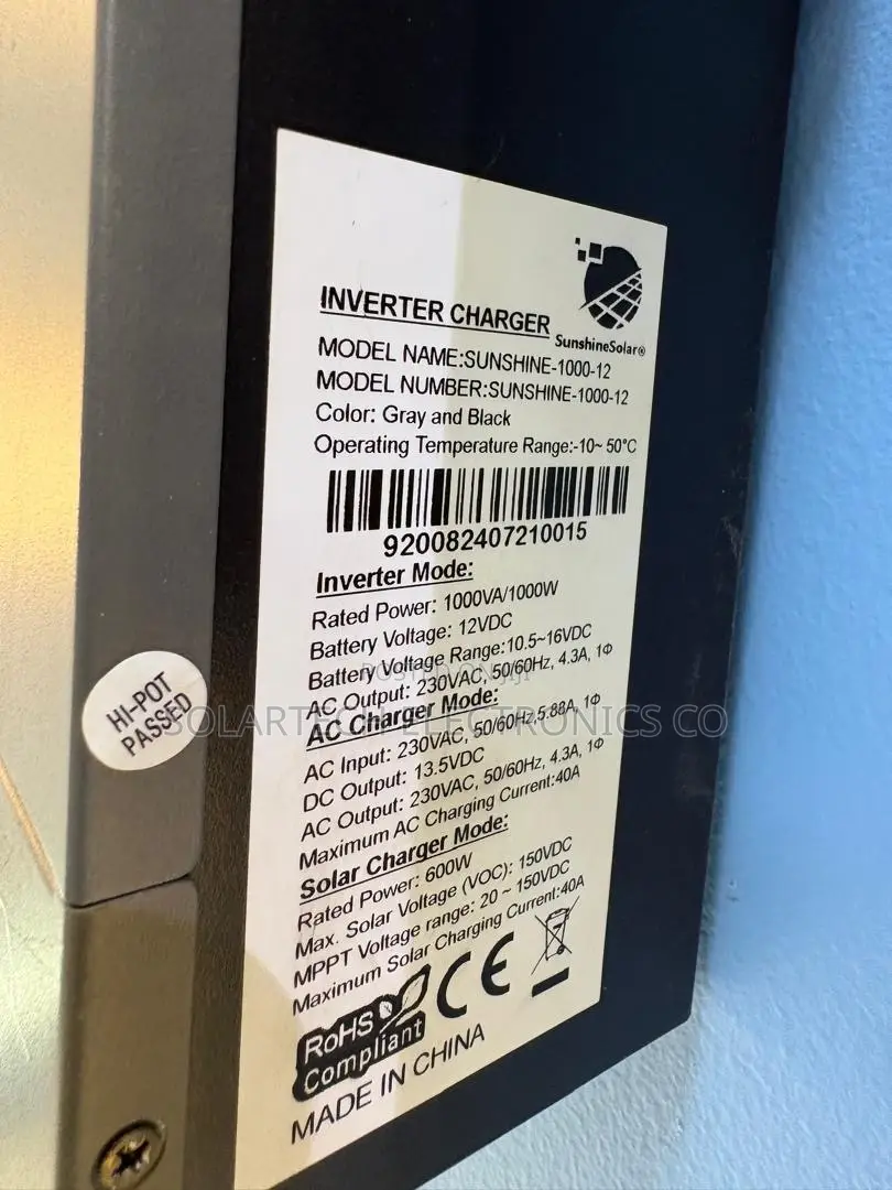 Sunshine Solar 1kW Hybrid Inverter 12V 40A MPPT