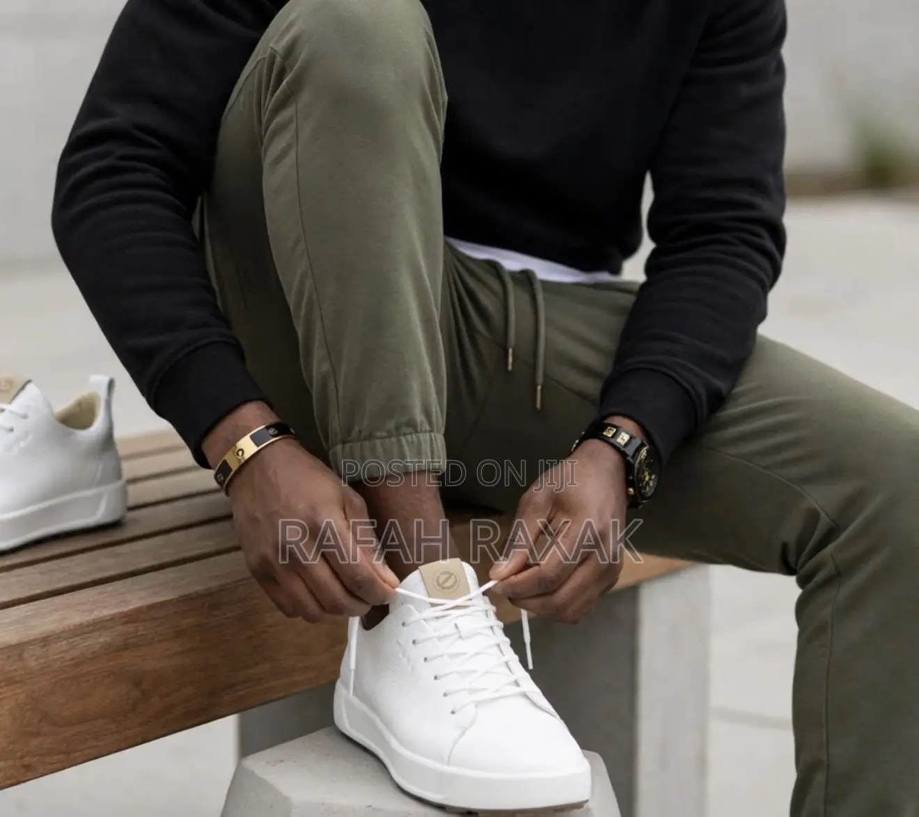 Men’s Classic Ecco Casual White Leather Shoes