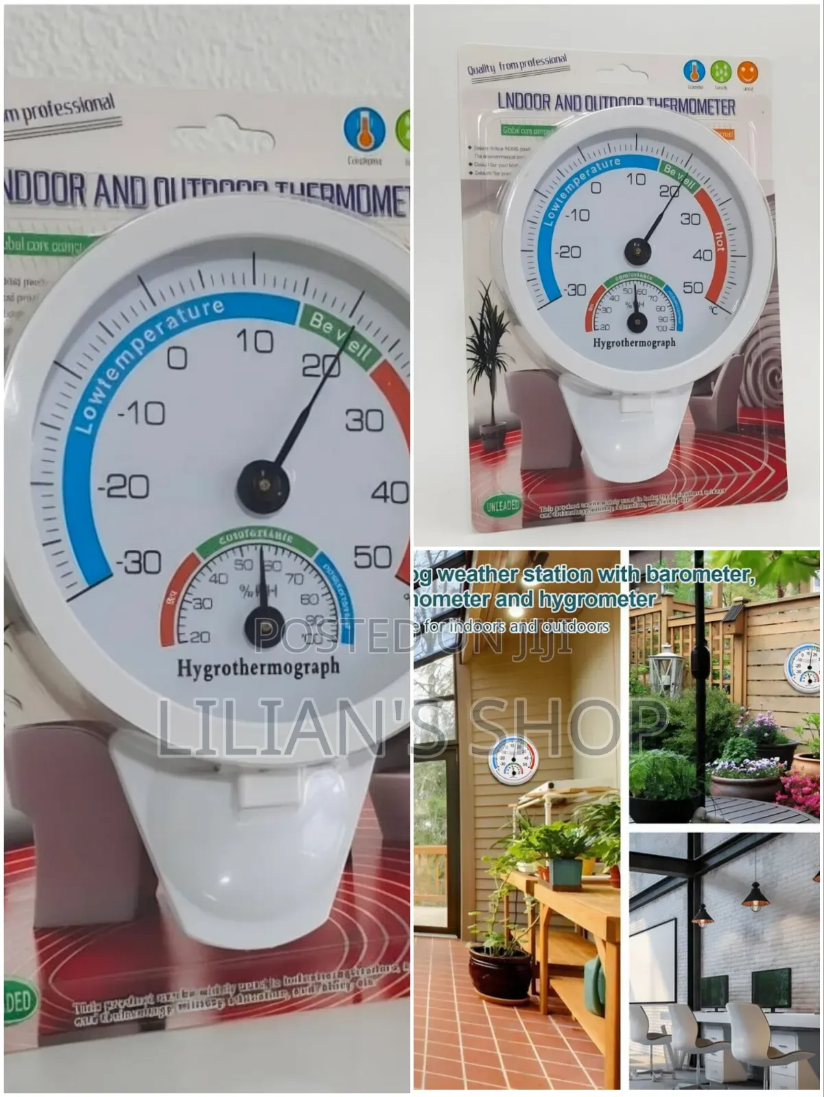 Analog Indoor/Outdoor Thermometer and Hygrometer