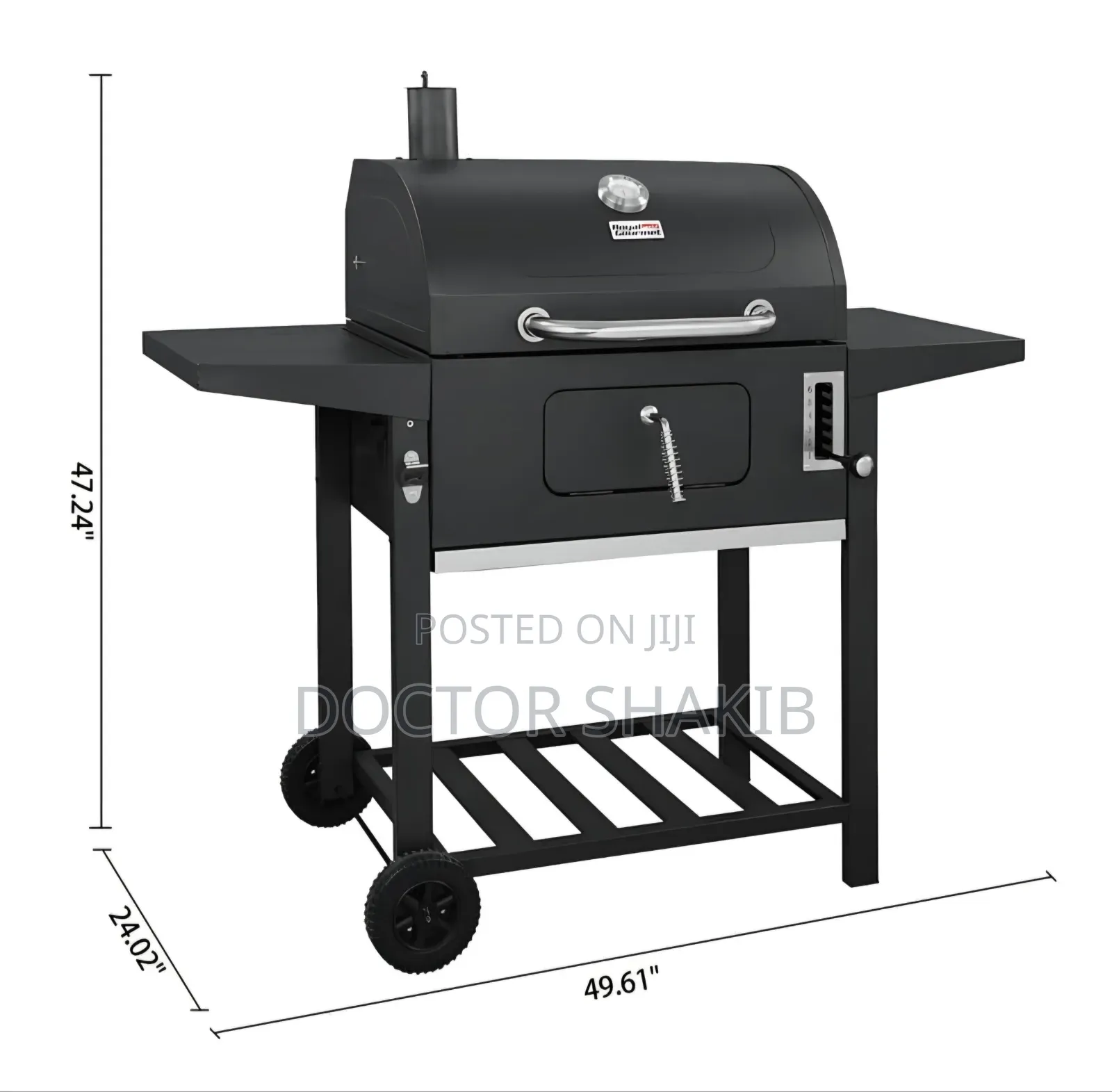 Carbon Steel Charcoal BBQ Cooker Grill - Black