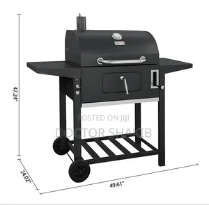 Carbon Steel Charcoal BBQ Cooker Grill - Black