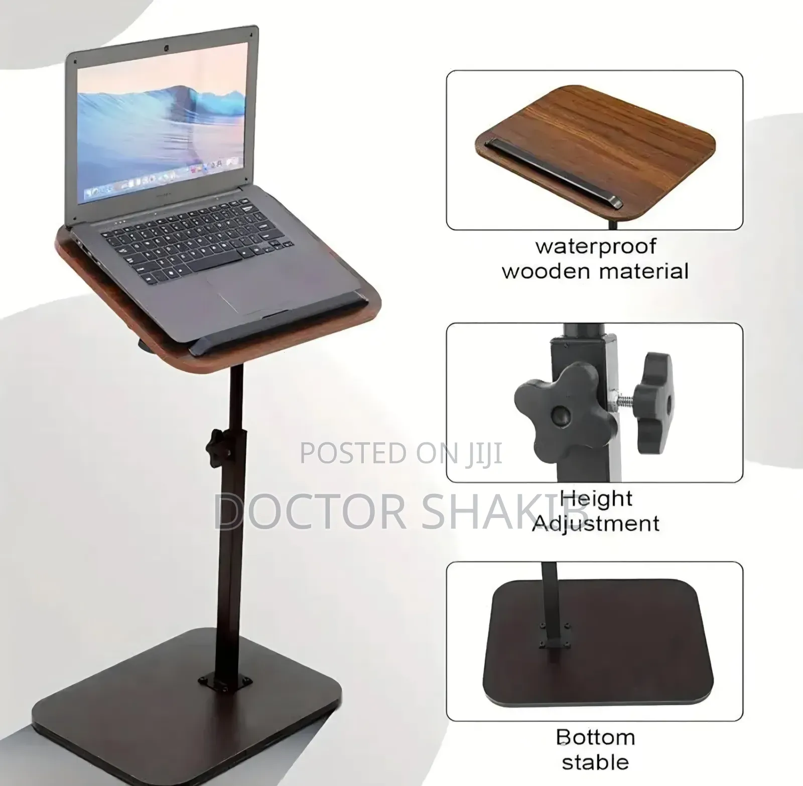 Adjustable C-Shaped Side Table 360° Swivel Tilt