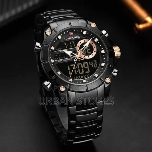 Naviforce Men's Stainless Luxury Digital and Analog Designer Watch