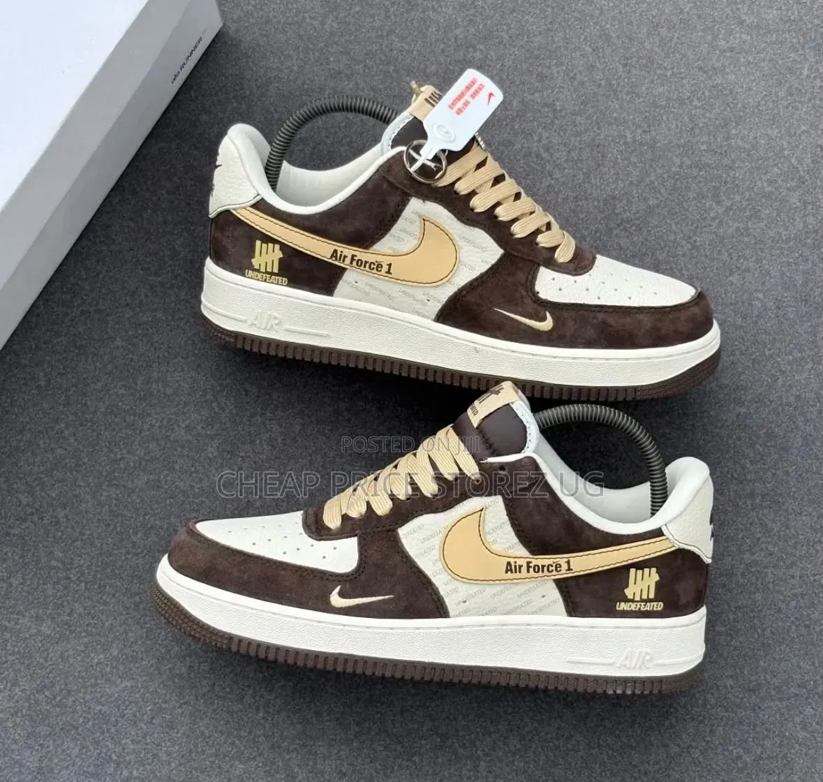  Nike Air Force 1 Low X Brown and Beige Sneakers Featuring Dark Brown