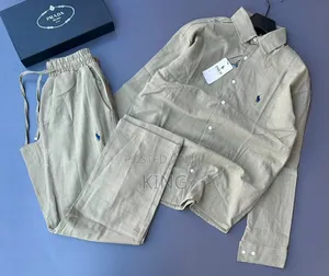 Casual Men's Summer Two-Piece Linen/Textured Outfits. Shirt and Pants