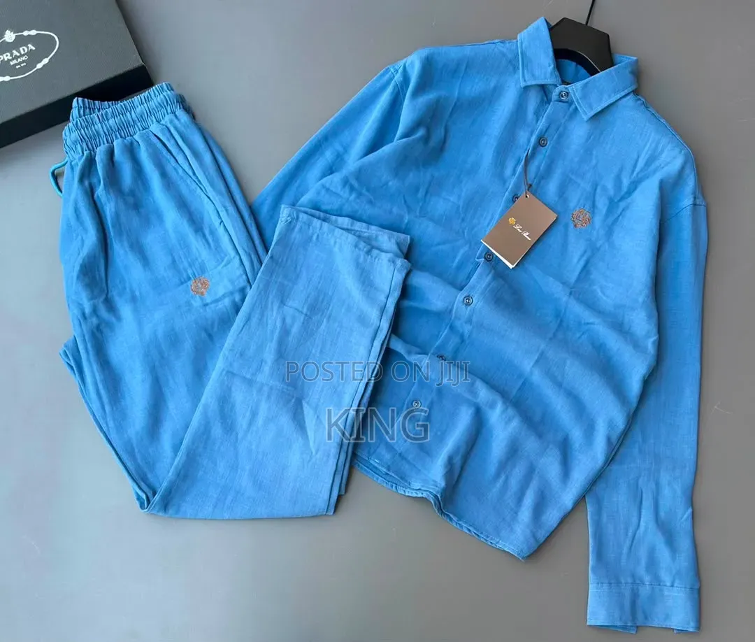 Casual Men's Summer Two-Piece Linen/Textured Outfits. Shirt and Pants