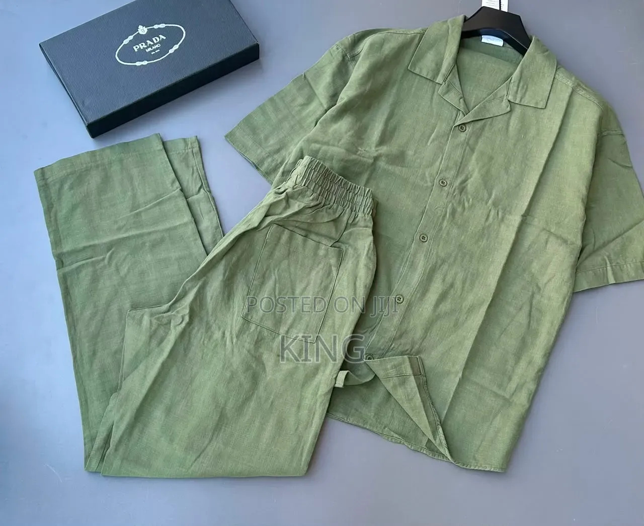 Casual Men's Summer Two-Piece Linen/Textured Outfits. Shirt and Pants