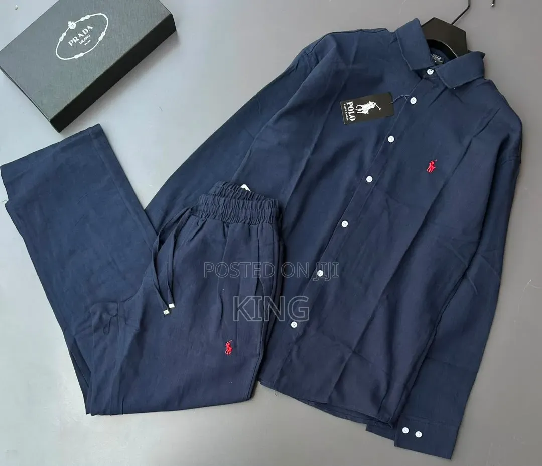Casual Men's Summer Two-Piece Linen/Textured Outfits. Shirt and Pants