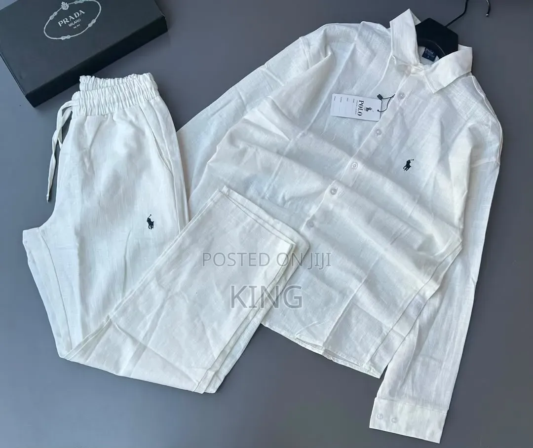 Casual Men's Summer Two-Piece Linen/Textured Outfits. Shirt and Pants