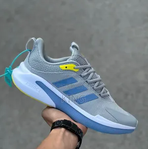 Grey and Blue Adidas Bounce Athletic Running Shoe