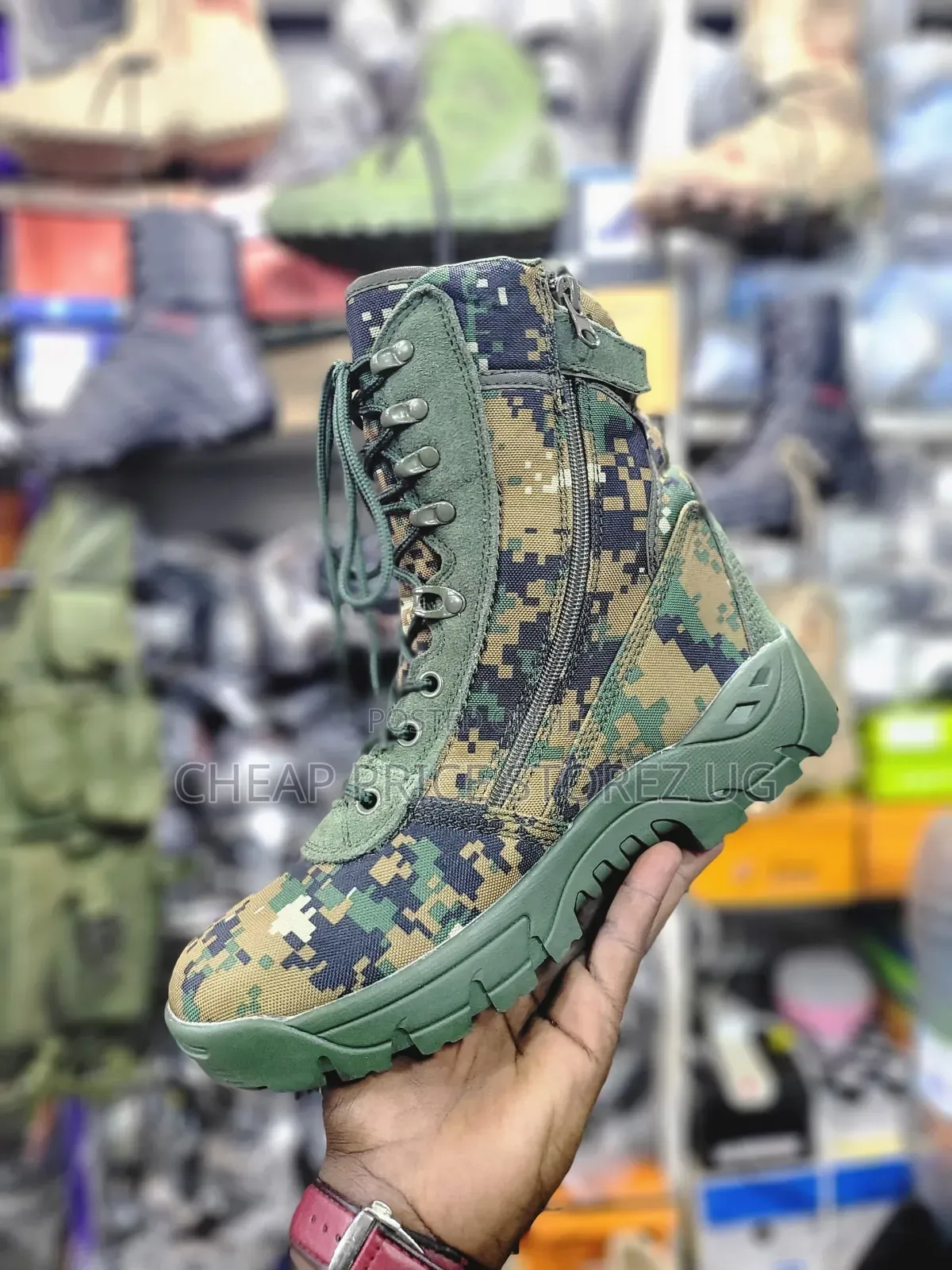Digital Woodland Camo Tactical Side-Zip Combat Boot
