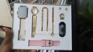 A58 Plus 7-in-1 Smartwatch and Jewelry Gift Set - PINK