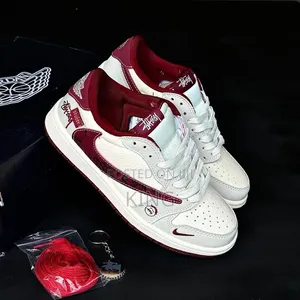 Stussy Nike Air Jordan 1 Low Travis Scott Burgundy X White