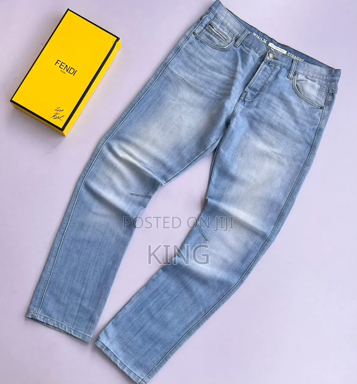 Faded Blue Straight Leg Jeans