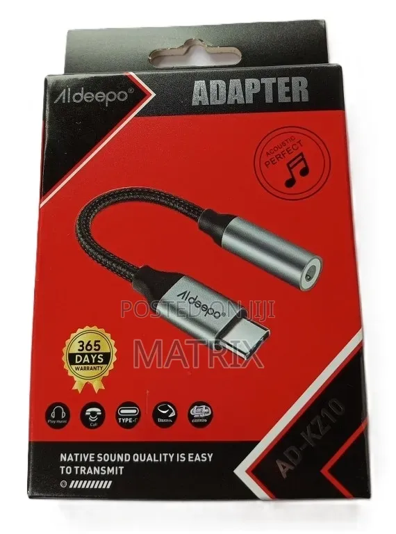 Aldeepo USB Type C to Headphone Jack Cable Model AD-KZ10