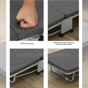 Luxury Linen Gray Foldable Single Guest Bed and Portable Cot