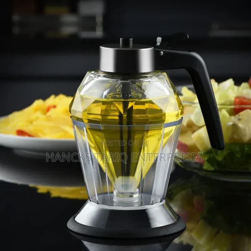 Diamond-Cut Glass Honey and Syrup Dispenser With Trigger Stand