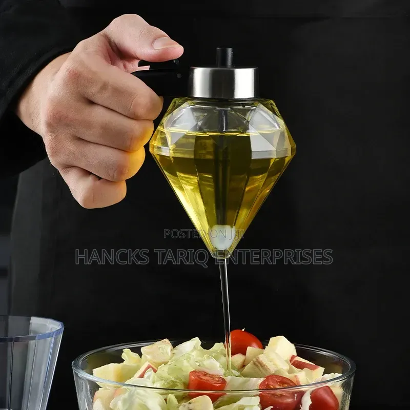 Diamond-Cut Glass Honey and Syrup Dispenser With Trigger Stand