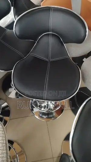Black Faux-Leather Butterfly Bar Stool
