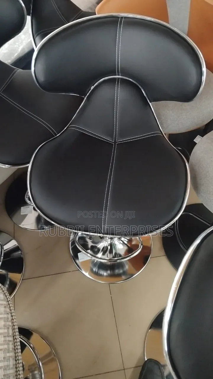 Black Faux-Leather Butterfly Bar Stool