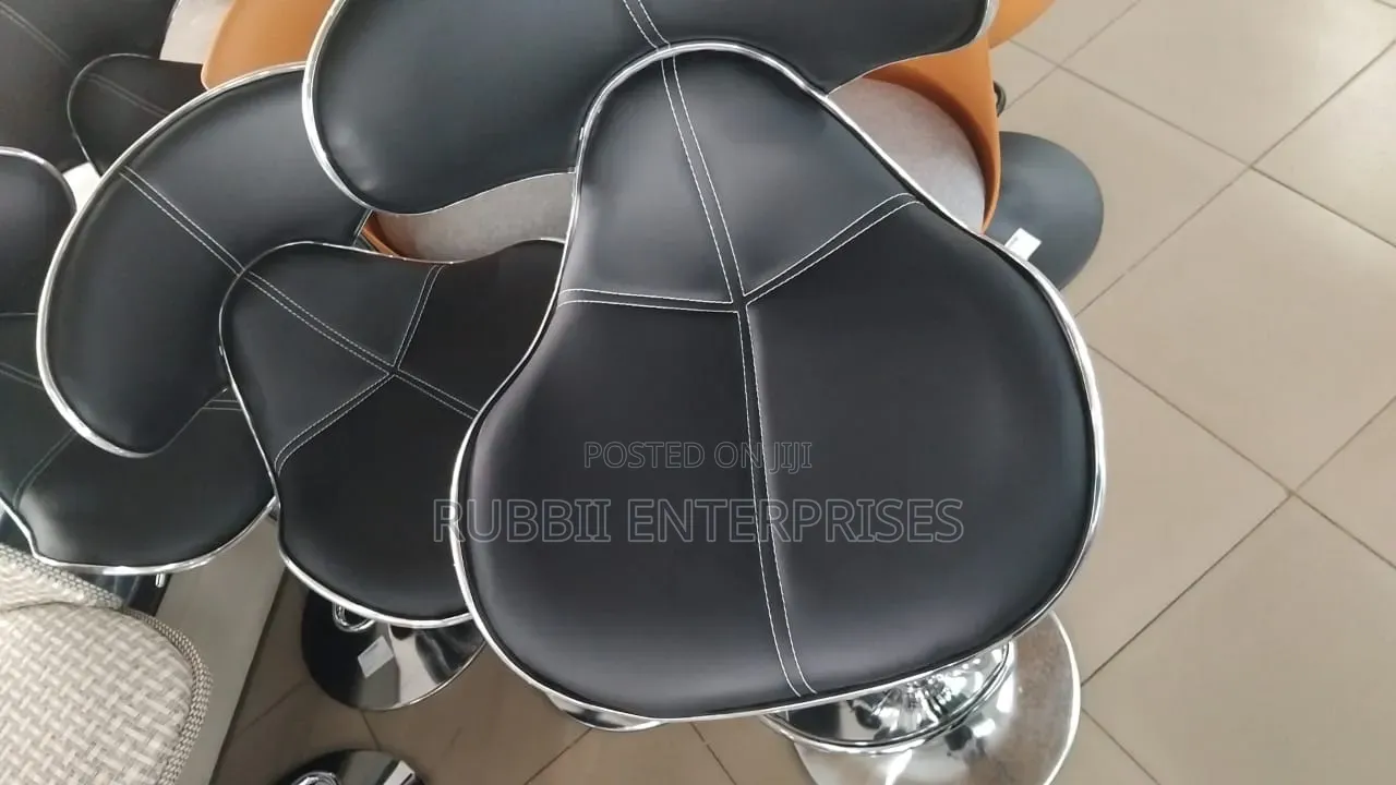 Black Faux-Leather Butterfly Bar Stool