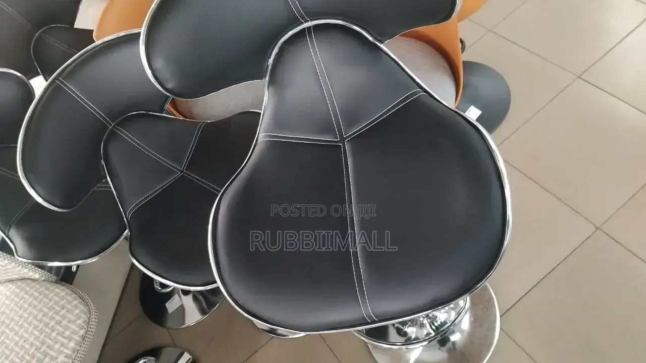 Black Faux-Leather Butterfly Bar Stool