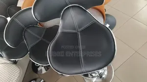 Black Faux-Leather Butterfly Bar Stool