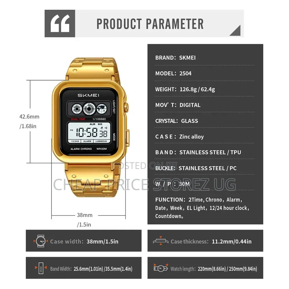  SKMEI Men Sport Watch Rectangle Digital